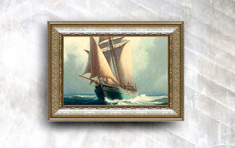 Nautical print Oil Painting, Vintage nautical art, Nautical paintings, Nautical printable, Nautical print, Costal painting, Digital Download