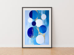 Modern Abstract Printable, Printable Wall Art, Indigo and Honeycomb, Minimalistic Shapes, Contemporary Print, Matisse, Circle Art, Geometric