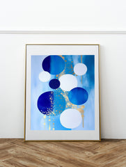 Modern Abstract Printable, Printable Wall Art, Indigo and Honeycomb, Minimalistic Shapes, Contemporary Print, Matisse, Circle Art, Geometric