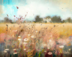 Printable Wildflower Field Landscape Oil Painting, Vintage Landscape Art Print, Country Field Wall Art Digital Download, Vintage art, Rural