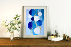 Modern Abstract Printable, Printable Wall Art, Indigo and Honeycomb, Minimalistic Shapes, Contemporary Print, Matisse, Circle Art, Geometric