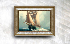 Nautical print Oil Painting, Vintage nautical art, Nautical paintings, Nautical printable, Nautical print, Costal painting, Digital Download