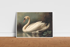 Antique Painting, Swan Printable Animal Print, Wall decor printable art, Rustic wall decor, Victorian art, Printable home decor, Shabby chic