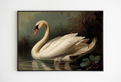 Antique Painting, Swan Printable Animal Print, Wall decor printable art, Rustic wall decor, Victorian art, Printable home decor, Shabby chic