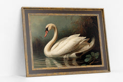 Antique Painting, Swan Printable Animal Print, Wall decor printable art, Rustic wall decor, Victorian art, Printable home decor, Shabby chic