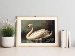 Antique Painting, Swan Printable Animal Print, Wall decor printable art, Rustic wall decor, Victorian art, Printable home decor, Shabby chic